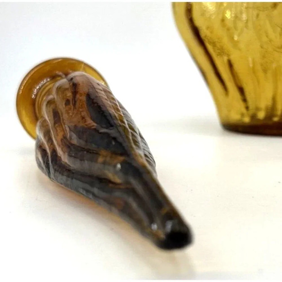 Empoli Bottle Amber Italian Glass Genie Hour Glass Figure Grapes MCM 18" - Picture 7 of 9